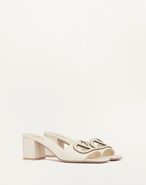 Valentino Garavani - Vlogo Cut-out Slide Sandal In Calfskin 60mm - Ivory - Woman - Sandals