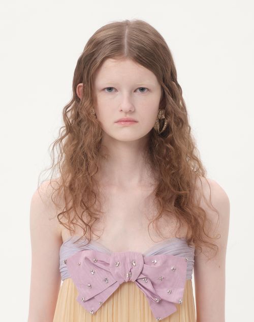 Valentino - Embroidered Long Dress In Creponne Chiffon - Natural - Woman - Gowns