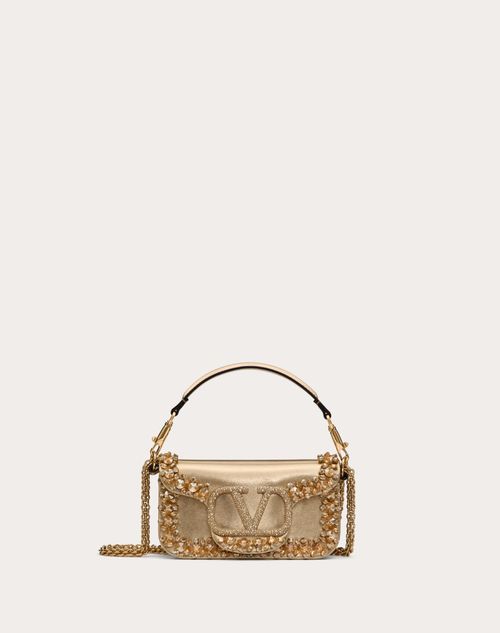 Valentino Garavani Garavani Garavani Locò Small Embroidered Shoulder Bag Woman Crystal/gold Uni In Black