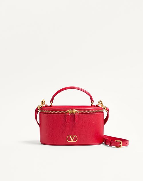 Valentino Garavani - Vlogo Signature Mini Vanity Bag In Grainy Calfskin - Rouge Pur - Woman - Clutches