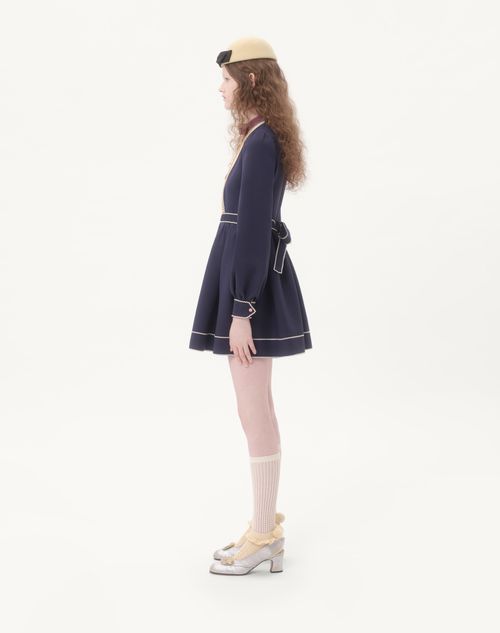 Valentino - Crepe Couture Short Dress - Indigo/birch - Woman - Dresses