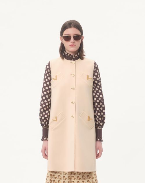Valentino - Compact Drap Gilet - Birch - Woman - Coats And Outerwear