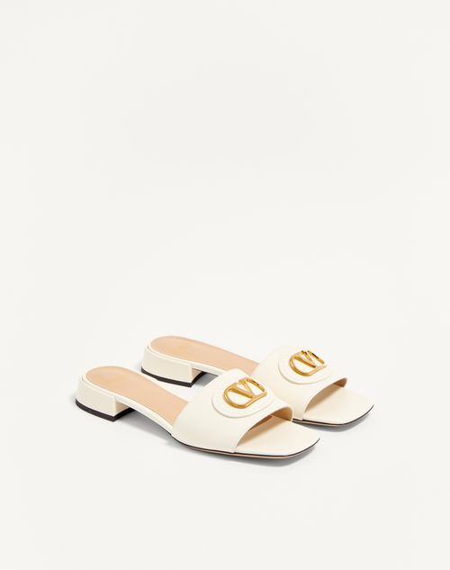 Valentino Garavani - Vlogo Signature Slide Sandal In Calfskin 20mm - Ivory - Woman - Slides And Thongs