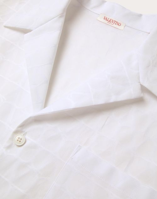 Valentino - Camicia Da Bowling In Popeline Di Cotone Con Motivo Toile Iconographe - Bianco - Uomo - Camicie