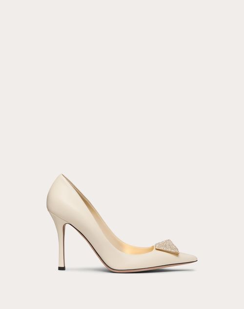 Valentino Garavani - Valentino Garavani One Stud Pump With Crystals 100mm - Light Ivory - Woman - Pumps