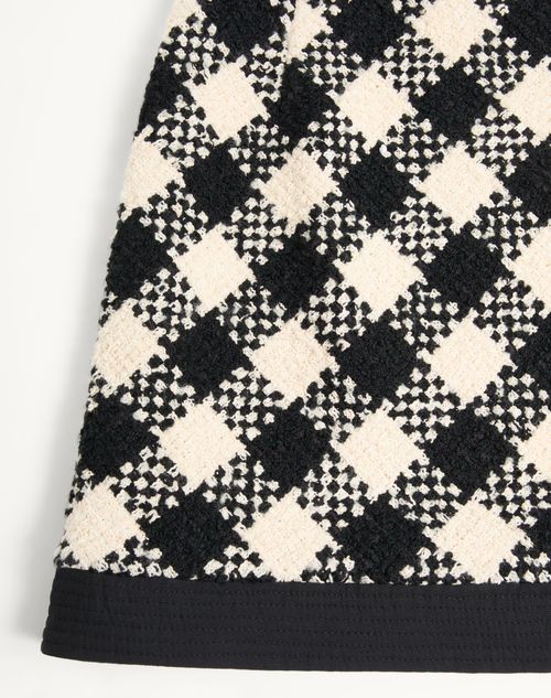 Valentino - Falda De Damier Tweed - Abedul/negro - Mujer - Faldas