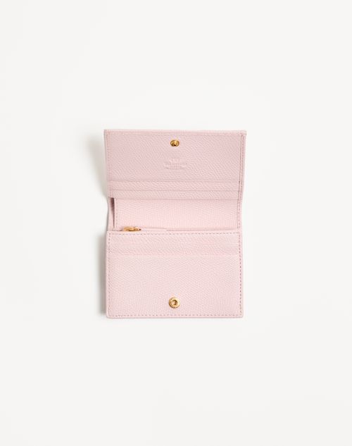 Valentino Garavani - Cherryfic Wallet In Grainy Calfskin - Rose Quartz - Woman - Wallets And Small Leather Goods