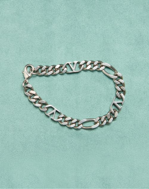 Valentino Garavani - Bracelet Vlogo Signature En Métal - Palladium - Homme - Bijoux Et Montres