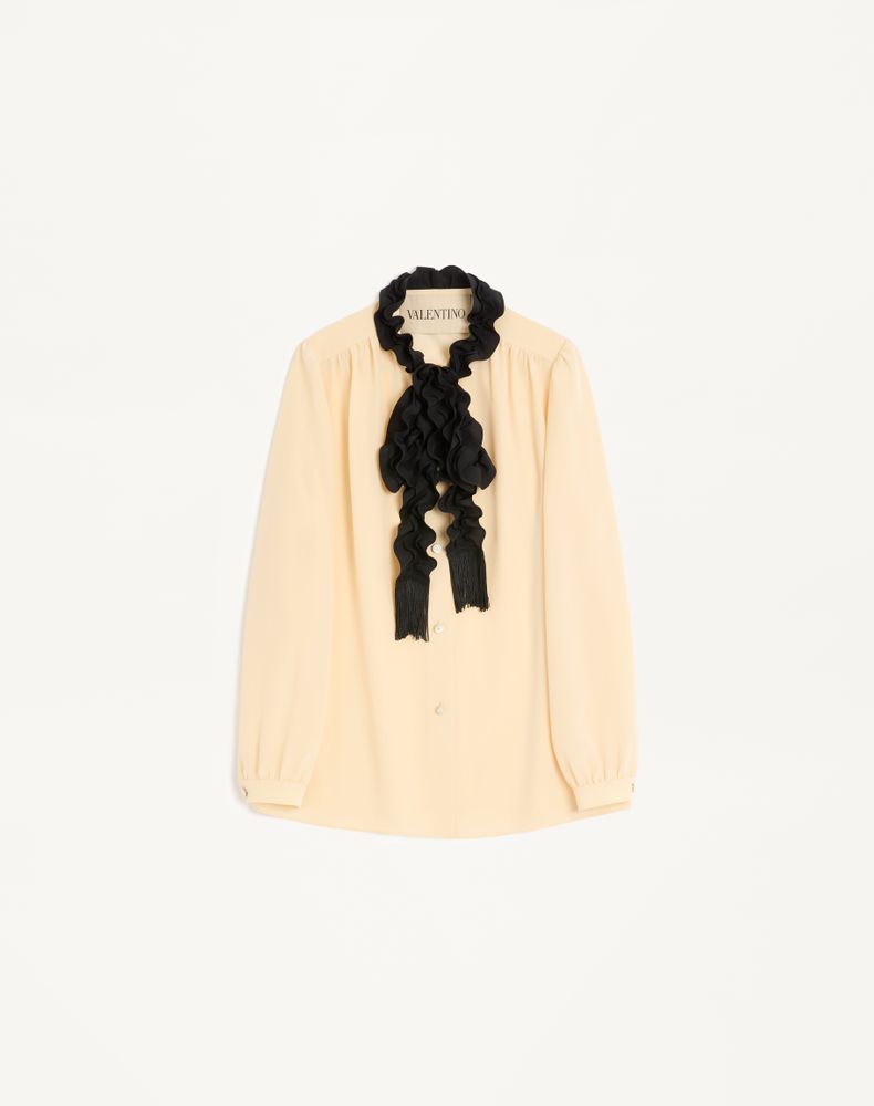 Valentino Women's Birch/Black Crepe De Chine Shirt Woman 48