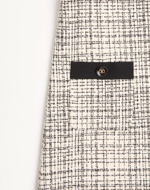 Valentino - Short Dress In Square Tweed - Vanilla/black - Woman - Dresses