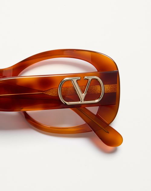 Valentino - Rectangular 70's Acetate Glasses - Beige - Unisex - Eyewear