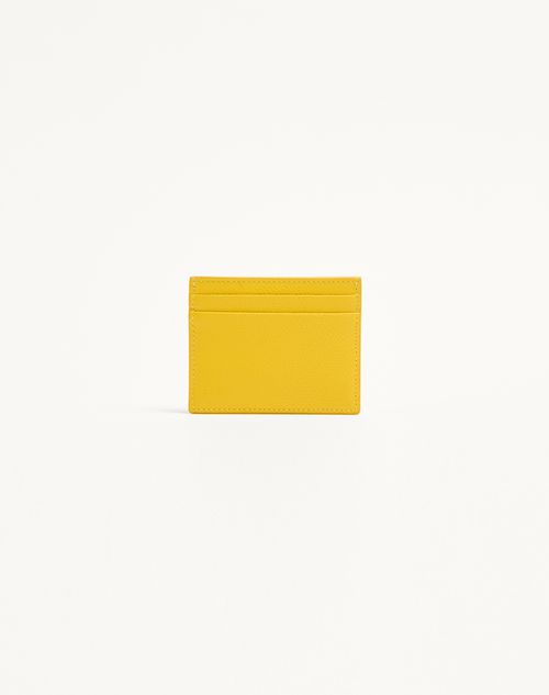 Valentino Garavani - Vlogo Signature Grainy Calfskin Card Holder - Yellow - Woman - Wallets And Small Leather Goods