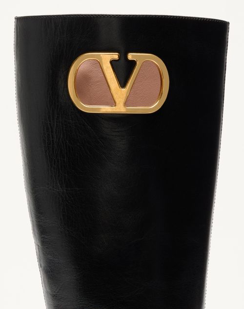 Valentino Garavani - Vlogo Signature Boots Aus Ziegenleder, 20 Mm - Schwarz - Frau - Stiefel