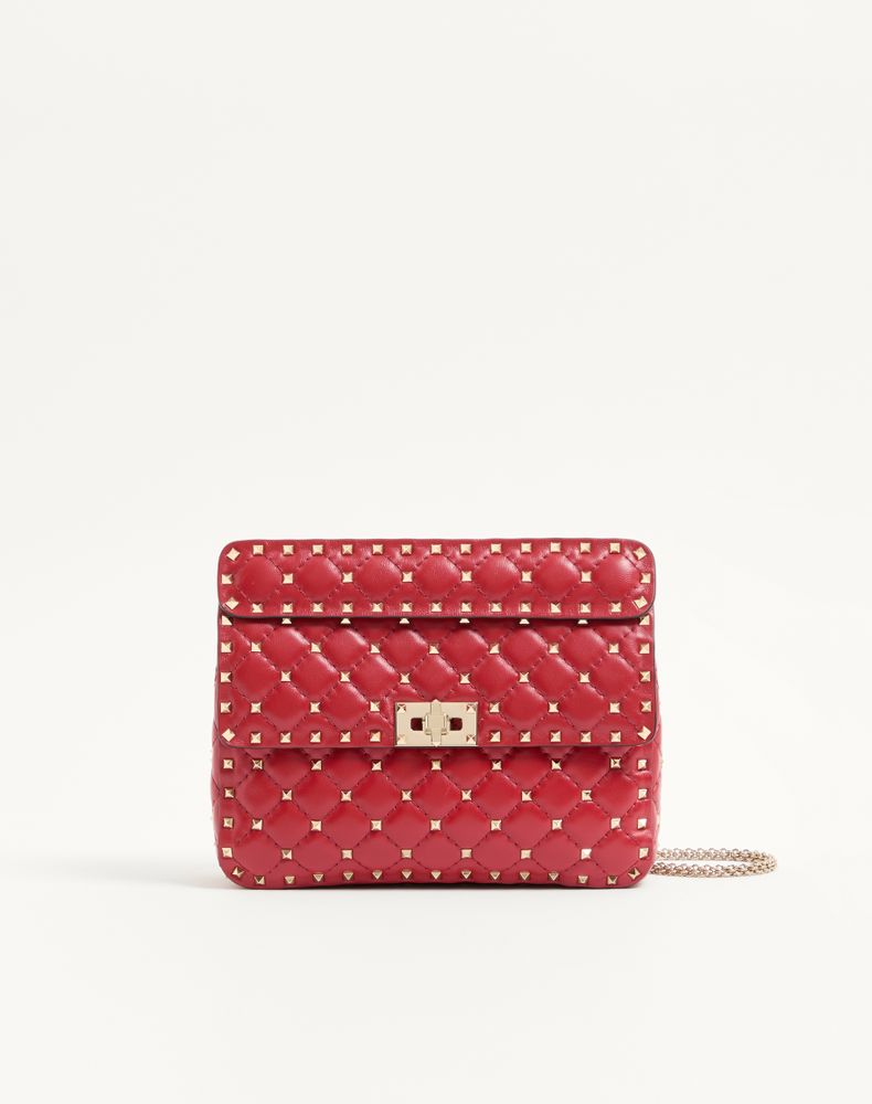 Valentino Garavani Women's Rosso Valentino Medium Nappa Rockstud Spike Bag Woman Uni