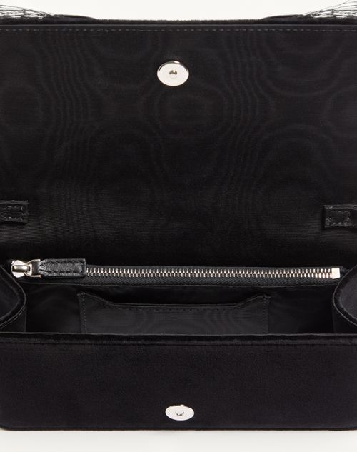 Valentino Garavani - Vlogo Signature Mini Velvet Shoulder Bag - Black - Woman - Clutches