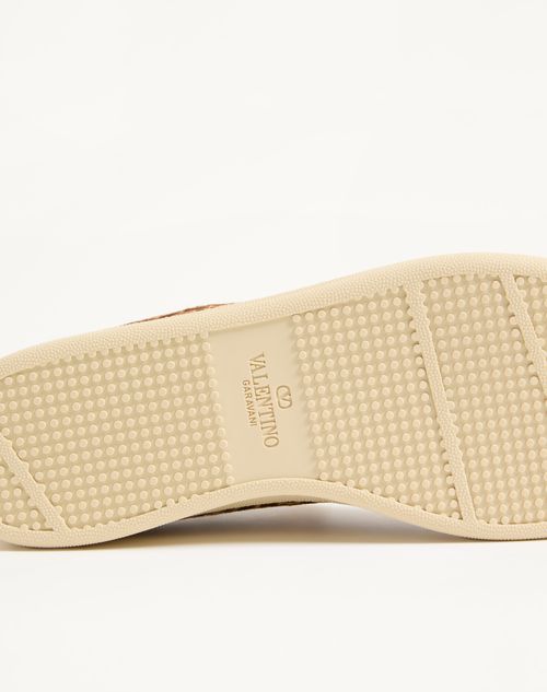 Valentino Garavani - Sneaker Royco In Hair Calf Stampa Fauve Eclat E Vitello Nappato - Marrone - Uomo - Sneakers