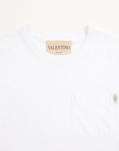 Valentino - ヴァレンティノ Vロゴ シグネチャーラベル コットンピケ Tシャツ - ホワイト - メンズ - Tシャツ & スウェット