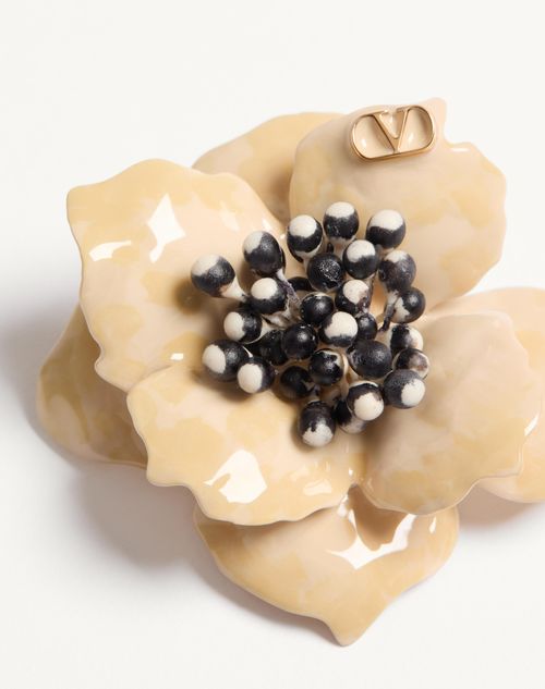 Valentino Garavani - Fleur Lumineuse Brooch In Metal, Enamel And Fabric - Gold/ivory - Woman - Fashion Jewelry