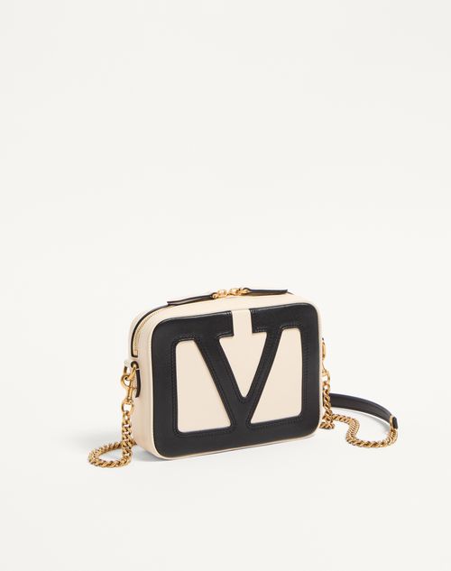 Valentino Garavani - Valentino Garavani Viva Superstar Nappa Leather Crossbody Bag - Butter/black - Man - Shoulder Bags