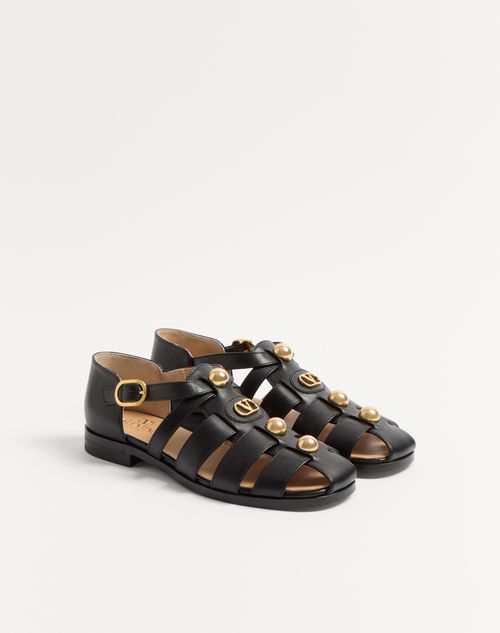 Valentino Garavani - Vlogo Signature Calfskin Fisherman Sandal 20mm - Black - Woman - Sandals