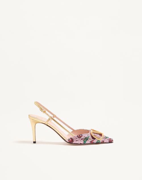 Valentino Garavani - Vlogo Signature Slingback Décolleté With Cherryfic Embroidery 80mm - Multicolour - Woman - Pumps And Slingbacks