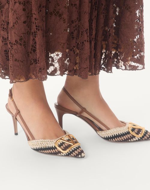 Valentino Garavani - Vlogo Signature Slingback Pump With Crochet Embroidery 80mm - Multicolour - Woman - Pumps