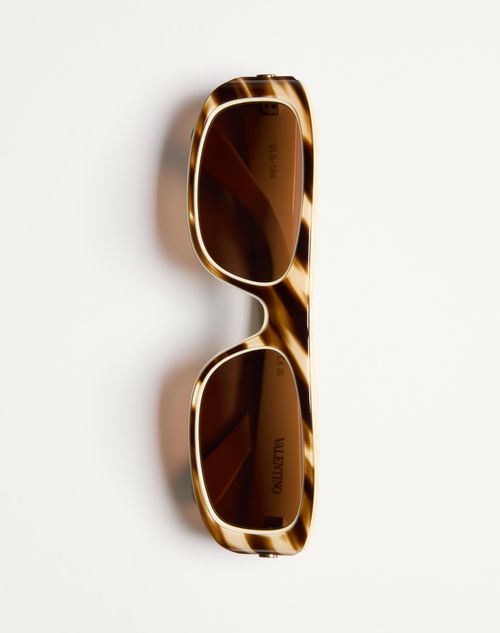 Valentino - Sleek Rectangular 90s Acetate Eyewear - Ivory/amber - Unisex - Eyewear