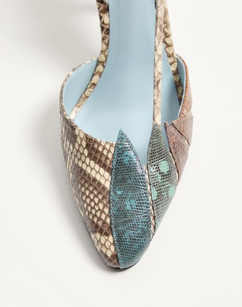 Valentino Garavani - Foliefoliage Slingback Pump In Python 90mm - Cream/multicolour - Woman - Pumps And Slingbacks