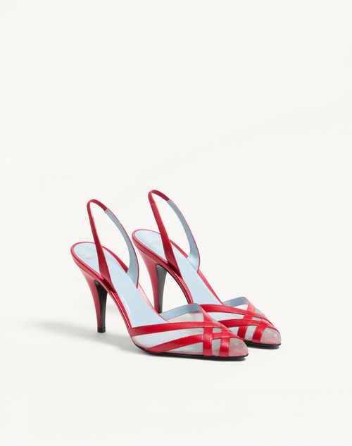 Valentino Garavani - Impudance Slingback Pumps In Kidskin And Mesh 90mm - Rouge Pur/nude - Woman - Pumps