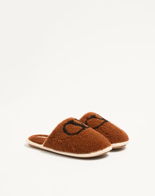 Valentino Garavani - Ta Chambre Wool Slide - Tobacco - Man - Sandals
