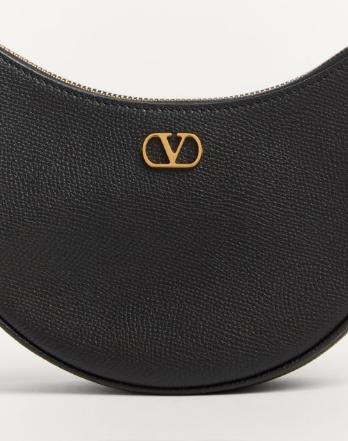 Valentino Garavani - Vlogo Signature Mini Hobo Bag In Grainy Calfskin - Black - Woman - Shoulder Bags
