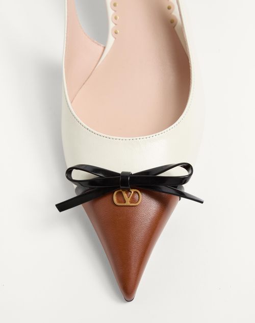 Valentino Garavani - Bepointy Slingback Pumps In Kidskin 45mm - Tobacco/ivory/black - Woman - Pumps
