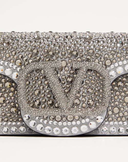 Valentino Garavani - Small Valentino Garavani Locò Shoulder Bag With Rhinestones - Crystal - Woman - Shoulder Bags