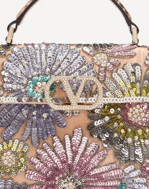 Valentino Garavani - Valentino Garavani Mini Vsling Embroidered Handbag With Jewel Logo - Multicolor - Woman - Top Handle Bags