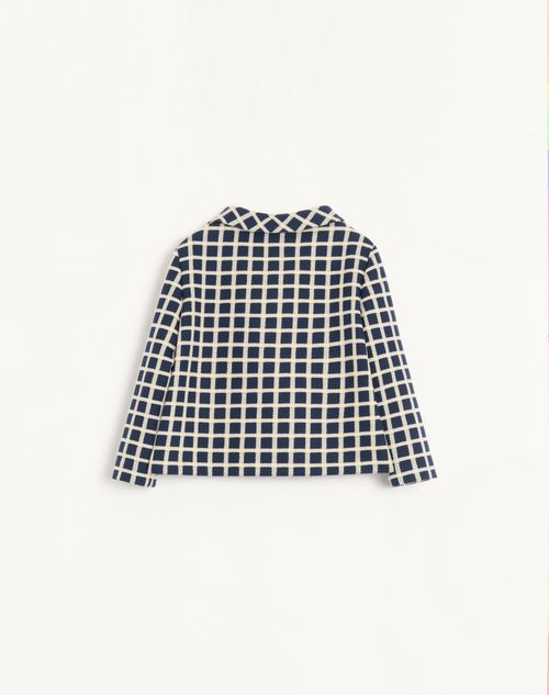 Valentino - Wolljacke Mit Windowpane-karo Muster - Blau - Frau - Jacken Und Mäntel