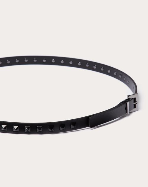 Valentino Garavani - Rockstud Belt In Calfskin 15 Mm - Black - Man - Belts