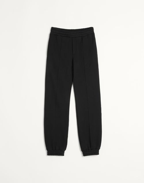 Valentino - Cotton Jogging Pants With Chez Valentino Patch - Black - Man - Pants And Shorts
