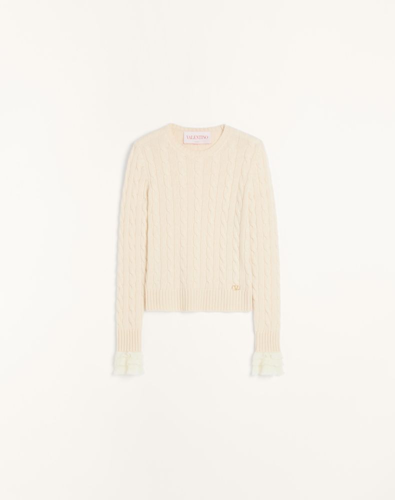 Valentino Women's Birch/Ivory Cashmere Jumper Woman Xxs