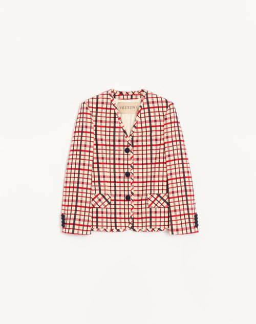 Valentino - Wool Jacket With Windowpane Check Pattern - Multicolour - Woman - Jackets And Blazers
