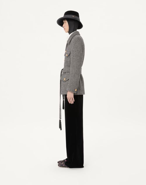 Valentino - Valentino Boutonné Wool Safari Jacket With Belt - Grey - Man - Coats And Blazers