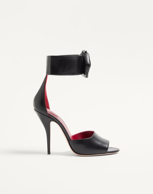 Valentino Garavani Sandales Drip Rose En Cuir De Chevreau Ornées De Cristaux, Talon : 105 mm Femme Noir 38