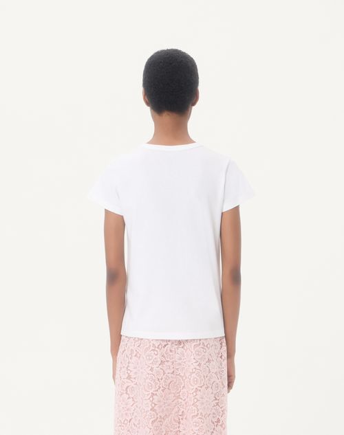 Valentino - Cotton Jersey T-shirt With Chez Valentino 1960 Print - White - Woman - T-shirts And Sweatshirts