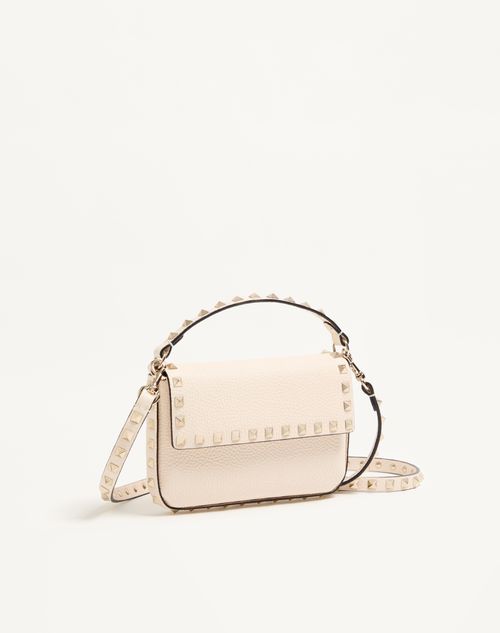 Valentino Garavani - Rockstud Grainy Calfskin Pouch - Light Ivory - Woman - Clutches