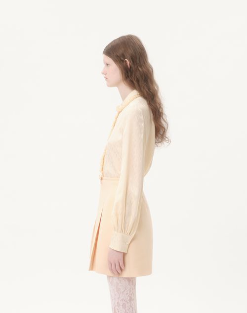 Valentino - Toute La V Silk Jacquard Shirt - Birch - Woman - Shirts & Tops