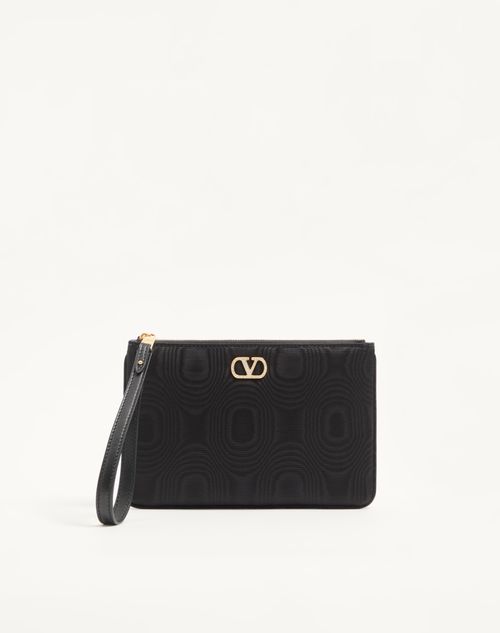 Valentino Garavani Pochette Vlogo Signature In Tessuto Moiré Con Logo Gioiello Donna Nero Taglia Unica