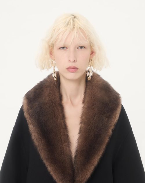 Valentino - Compact Drap Caban With Shearling - Black - Woman - Jackets And Blazers