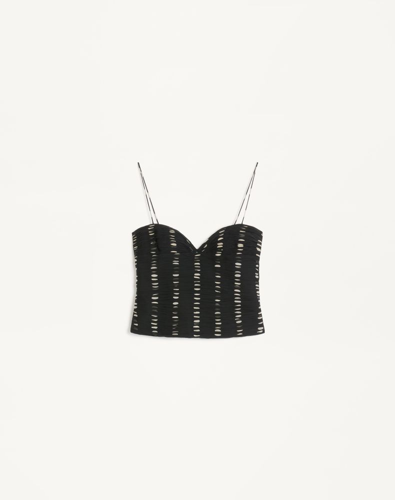 Valentino Women's Black/Birch Chiffon Top In Plusdepois Print Woman 46