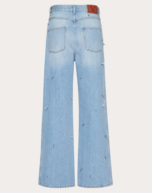 Valentino - Denim Trousers With Punk Studs - Denim - Man - Denim