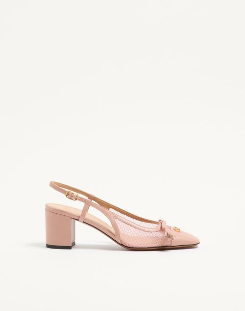 Valentino Garavani Valet Du Roi Slingback Pump In Mesh And Kidskin 60mm Woman Pink 39