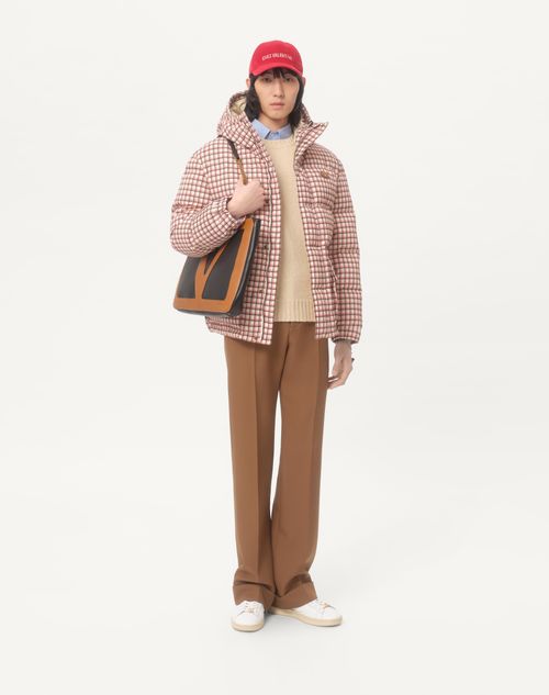 Valentino - Nylon Hooded Down Jacket With Vlogo Patch - Yellow/black/red - Man - Outerwear